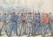 Frank Vizetelly Union Soldiers Attacking Confederate Prisoners in the Streets of Washington oil painting artist